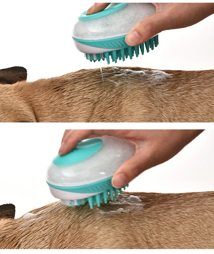 2-in-1 Pet Bath Brush & Shampoo Dispenser