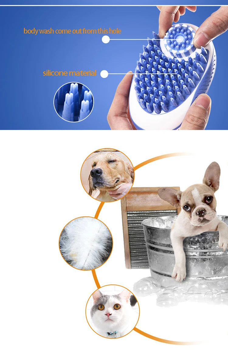 2-in-1 Pet Bath Brush & Shampoo Dispenser