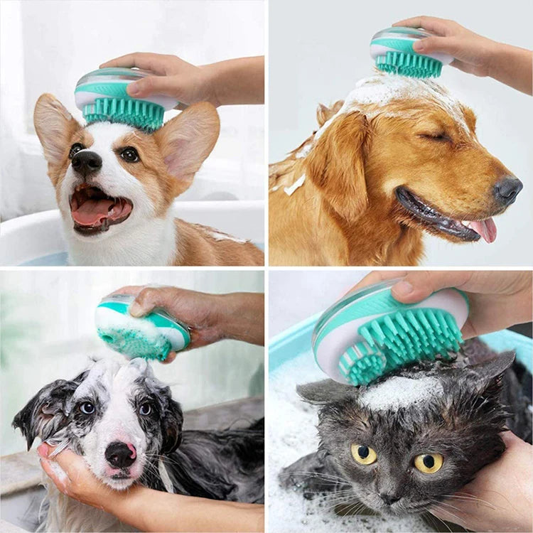 2-in-1 Pet Bath Brush & Shampoo Dispenser